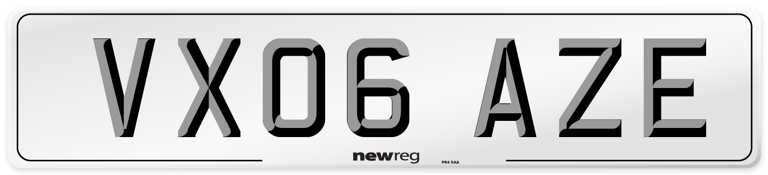 VX06 AZE Number Plate from New Reg